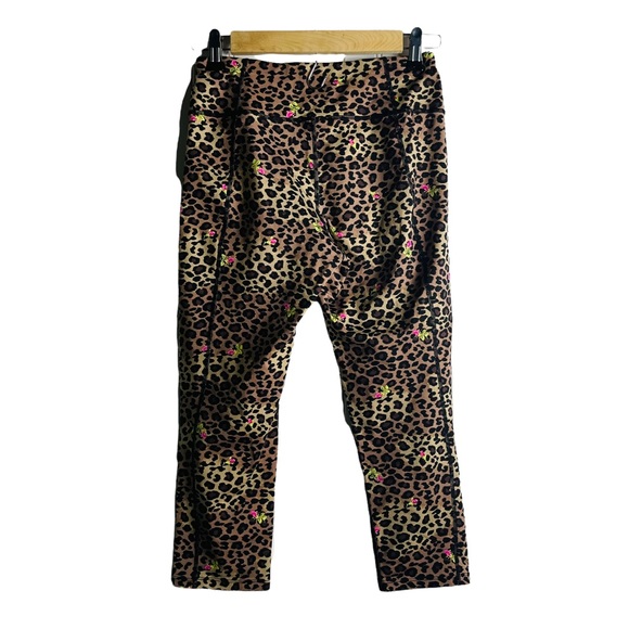 Betsey Johnson cheetah and roses compression leggings athletic yoga woman's S - Picture 6 of 9